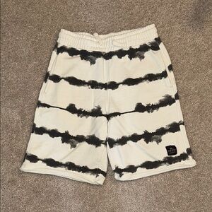 Casual Tie-Dye Drawstring Kids Shorts - White/Black